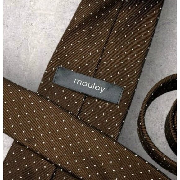 MOULEY Silk Tie FRANCE Brown Geometric W:3.2" EUC - Picture 2 of 5